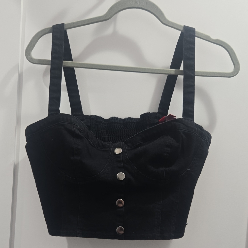 Guess Black Denim Women's Crop Top